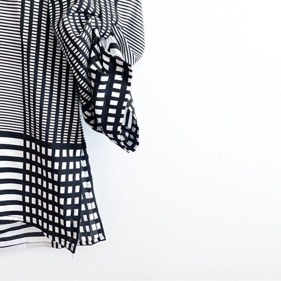 Calvin Klein Blouse High-Low Tunic Women's S Black White Pullover Side Slits - Picture 5 of 8